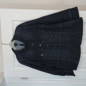Democracy dark wash denim peplum jacket 1X